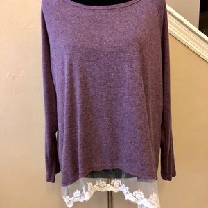 Lace Trimmed Flowy Sweater